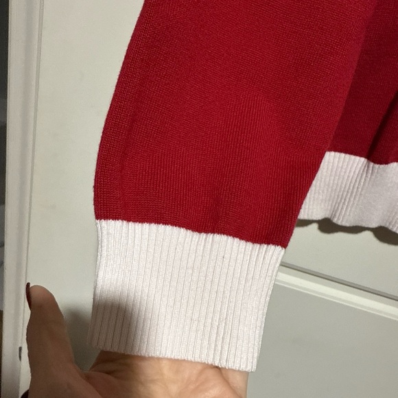 QUEEN OF SPARKLES Bold Red Crew Neck Sweater roll tide Alabama crimson L - Picture 5 of 6